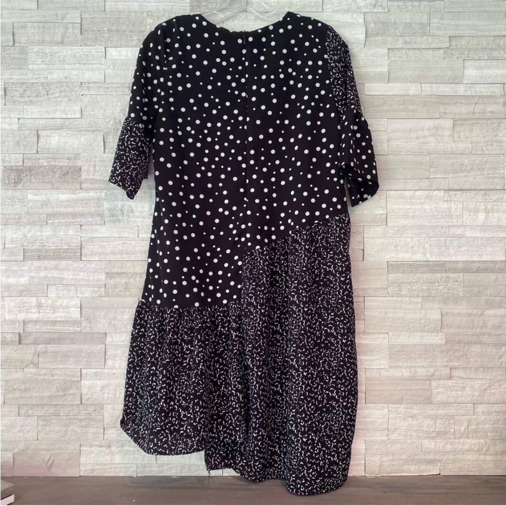 Caara Black & White Polka Dot Asymmetrical Hem Dress - Picture 4 of 5